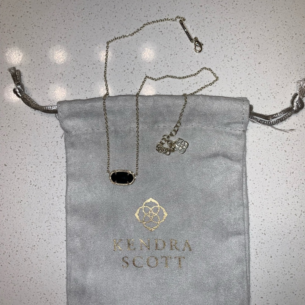 Kendra Scott Elisa Gold Pendant Necklace in Black Opaque Glass